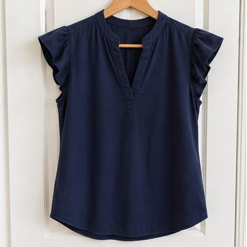 Navy Wrap Blouse
